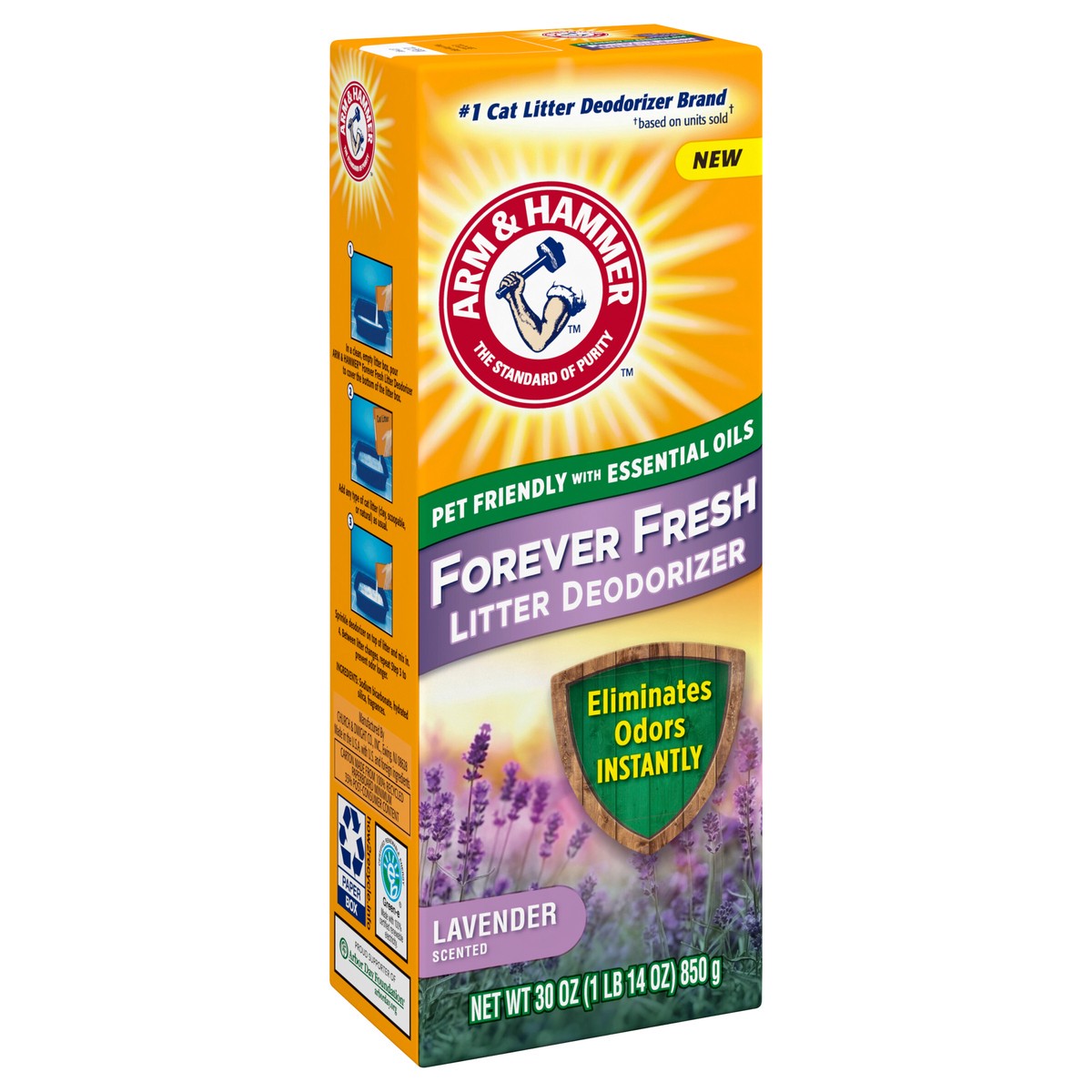 slide 5 of 13, ARM & HAMMER Forever Fresh Cat Litter Deodorizer, Pet-Friendly Lavender Scent, 30 oz, 30 oz