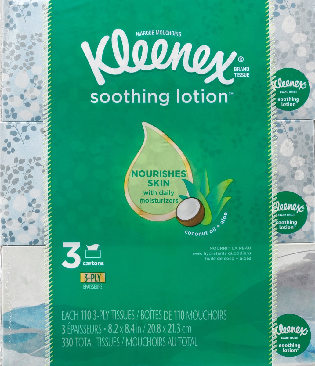 slide 3 of 13, Kleenex Lotion Facial Tissue Flat 3Pk, 330 ct