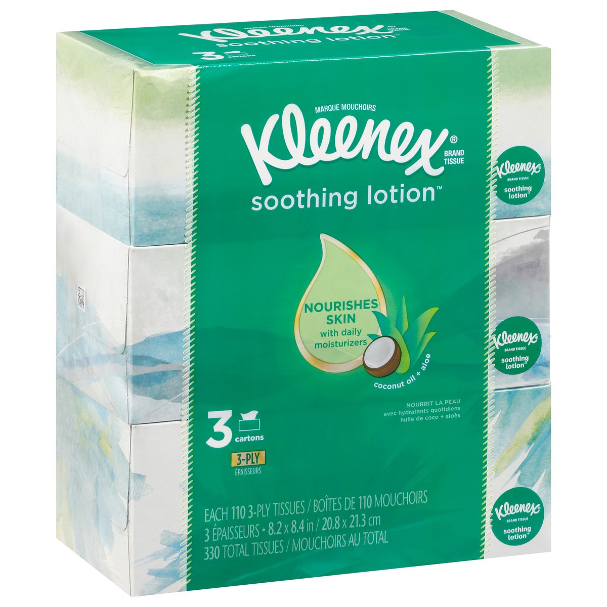 slide 13 of 13, Kleenex Lotion Facial Tissue Flat 3Pk, 330 ct