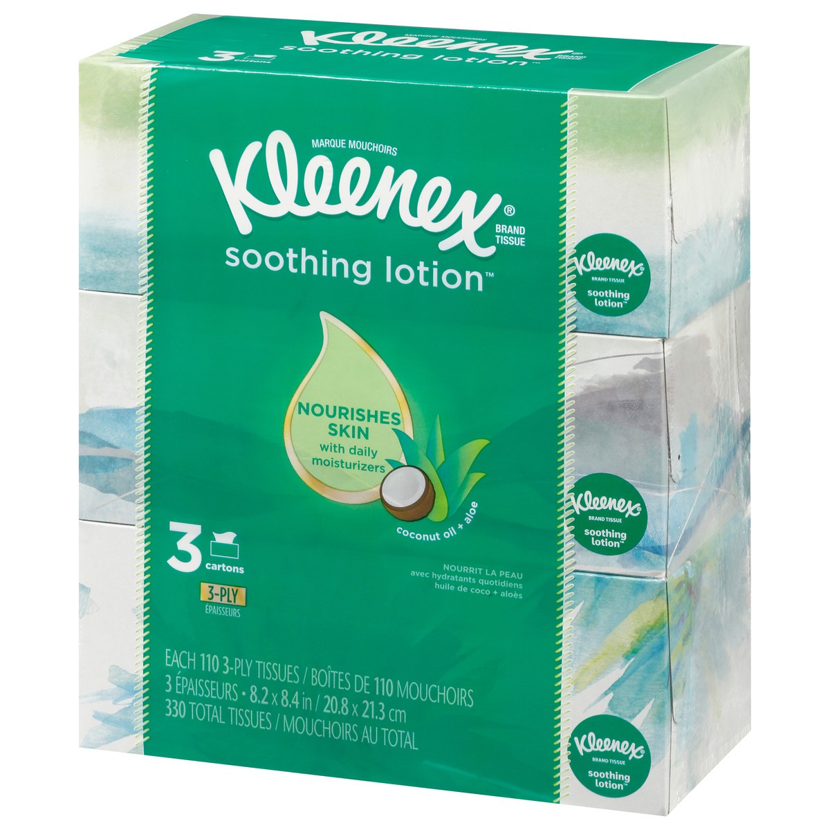 slide 11 of 13, Kleenex Lotion Facial Tissue Flat 3Pk, 330 ct