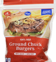 slide 1 of 1, Kroger 80% Lean Frozen Ground Chuck Burger, 8 ct; 32 oz