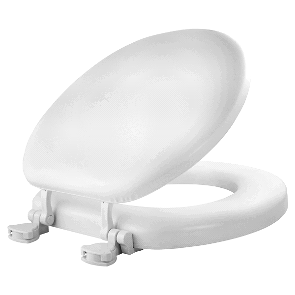 slide 5 of 5, Mayfair Round Cushioned Vinyl Soft Toilet Seat with Easy•Clean & Change Hinge, White, 1 ct