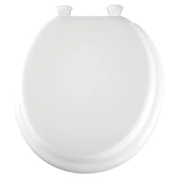 Mayfair Round Cushioned Vinyl Soft Toilet Seat with Easy-Clean & Change Hinge, White