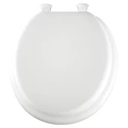 Mayfair Round Cushioned Vinyl Soft Toilet Seat with Easy-Clean & Change Hinge, White