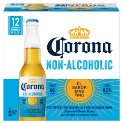 Corona Non-Alcoholic Malt Beverage Mexican Brew, 12 Pk 12 Fl Oz , Less Than 0.5% Abv In Bottles - 12-12 Fz