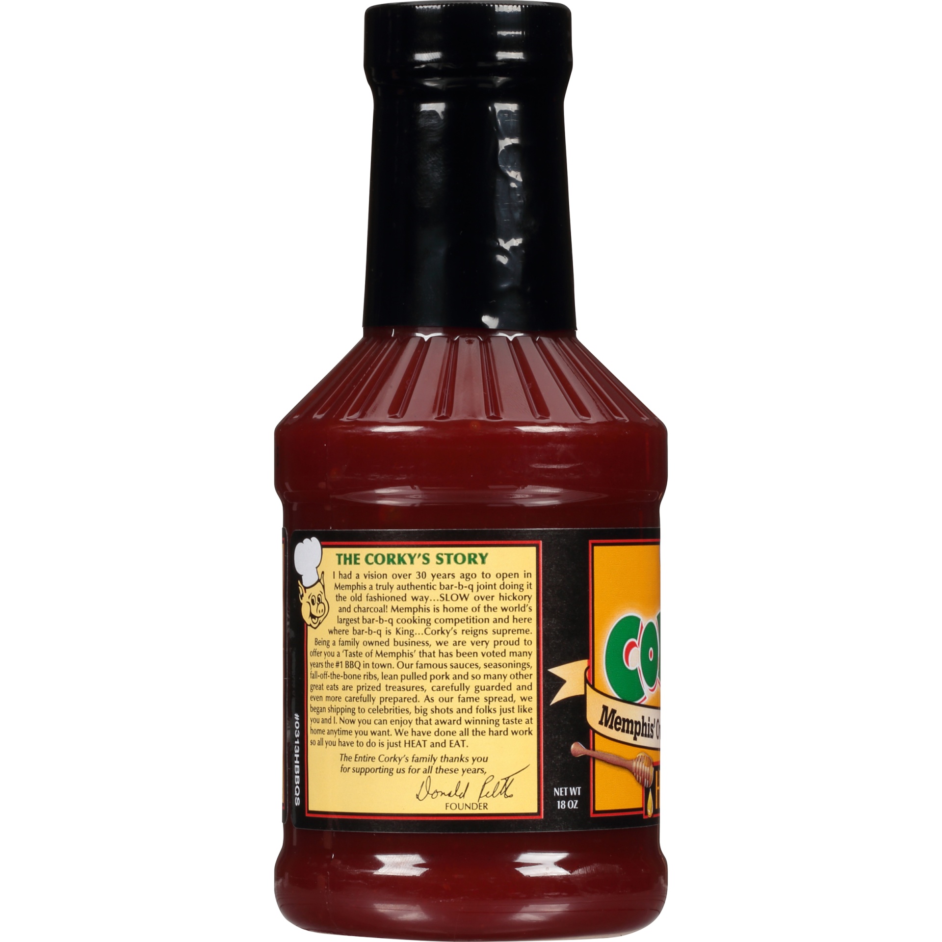 slide 2 of 6, Corky's Honey BBQ Sauce, 18 oz