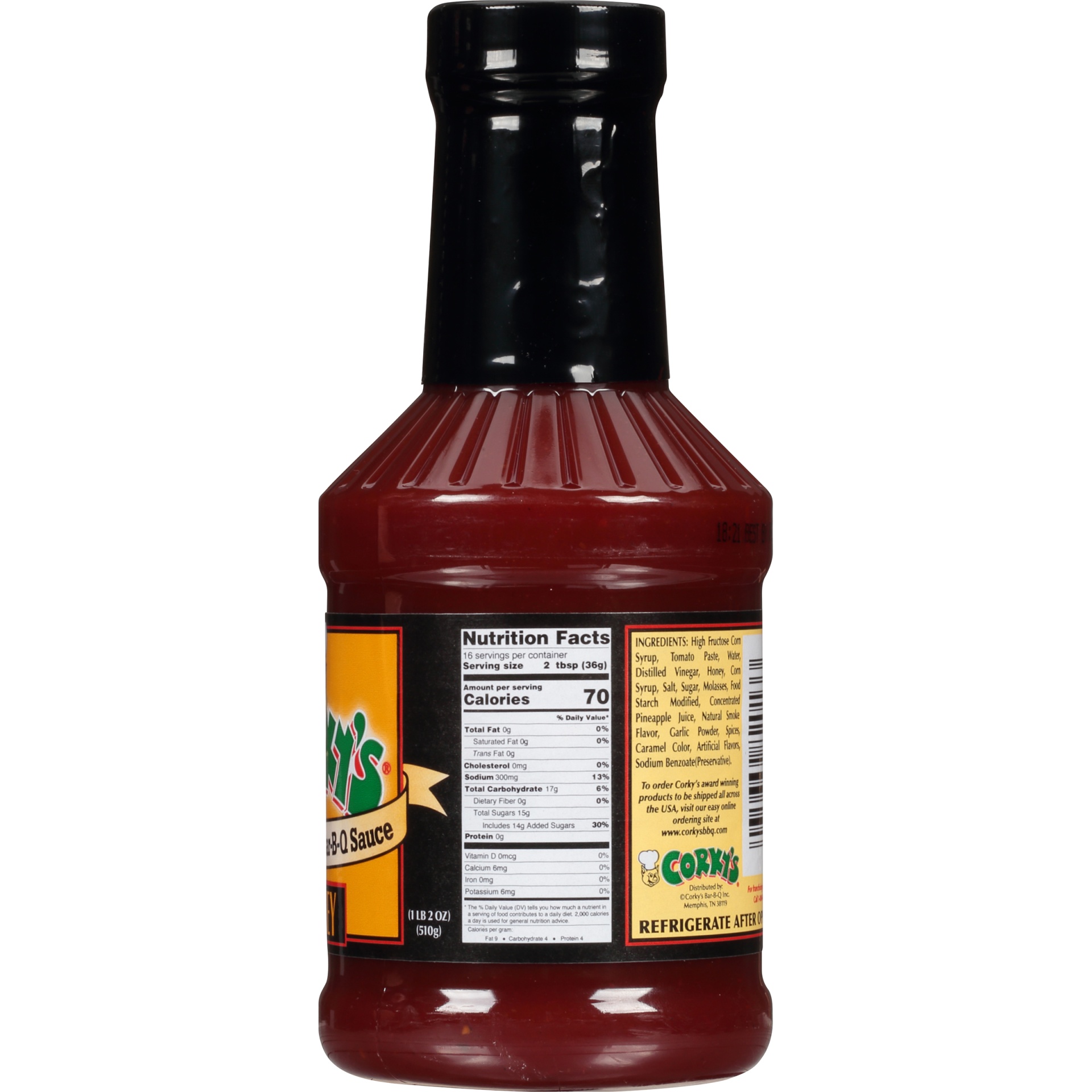 slide 3 of 6, Corky's Honey BBQ Sauce, 18 oz