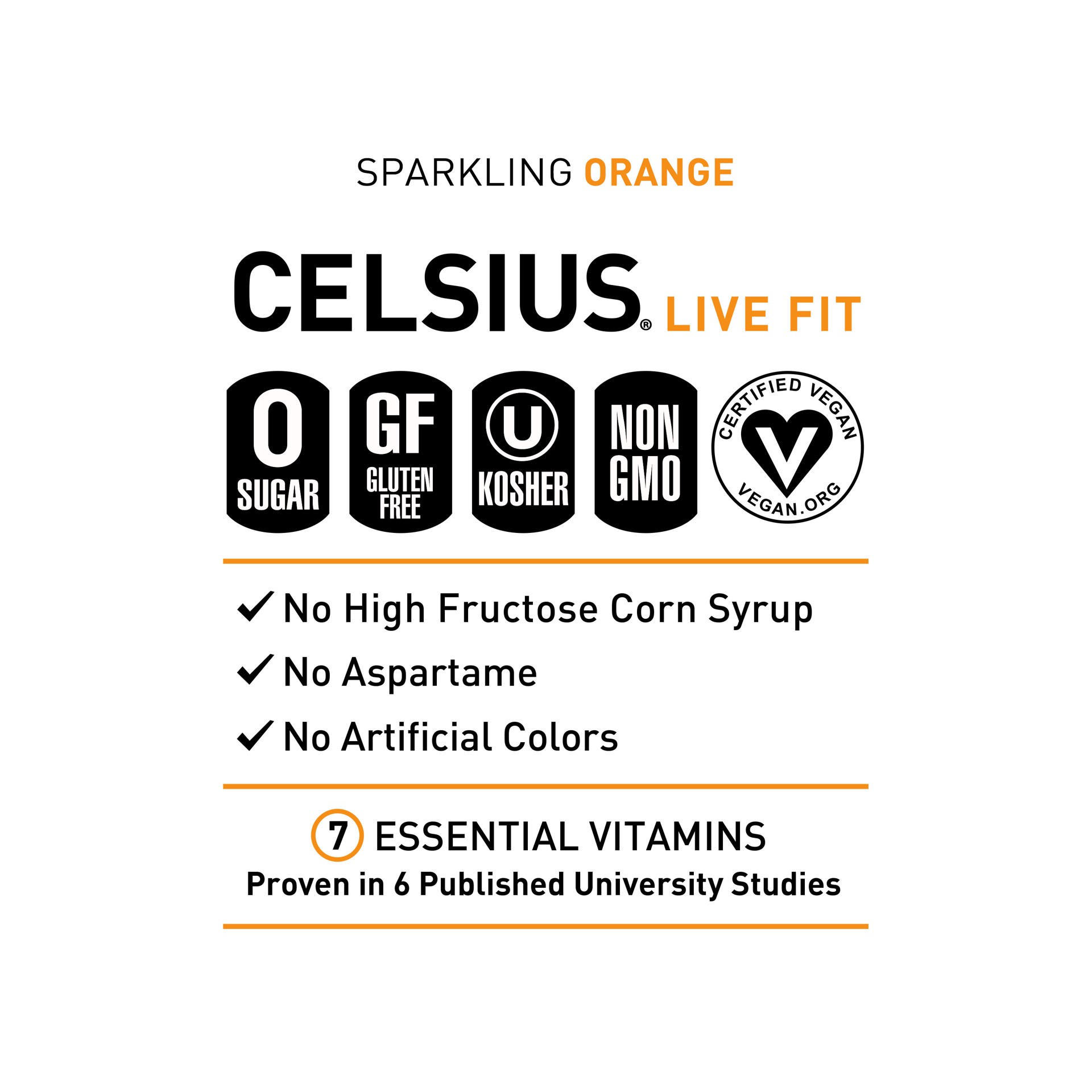 slide 3 of 4, CELSIUS Sparkling Orange, Functional Essential Energy Drink 12 Fl Oz (Pack of 4), 4 ct; 12 fl oz