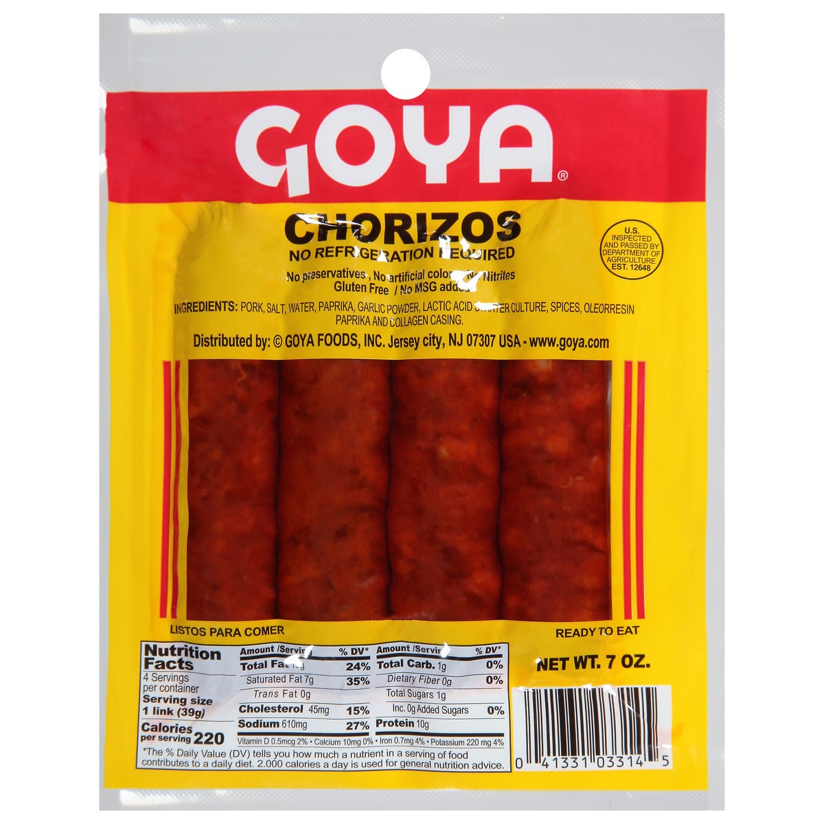 slide 1 of 11, Goya Chorizos, 4 ct; 7 oz