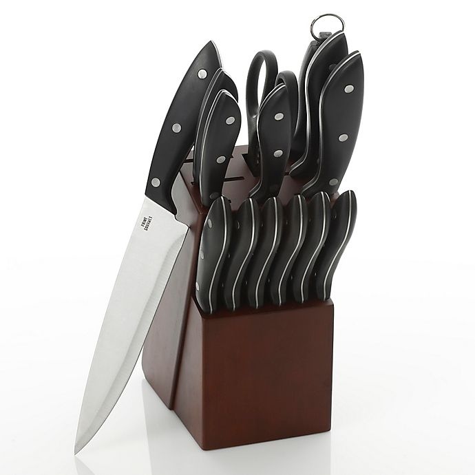 slide 1 of 4, Prime Gourmet Knife Block Set - Brown, 15 ct