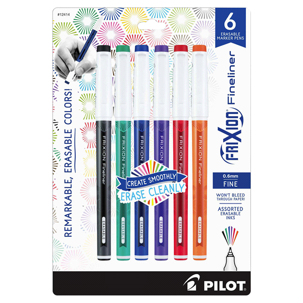 slide 1 of 1, Pilot Frixion Fineliner Erasable Marker Pens, 6 ct