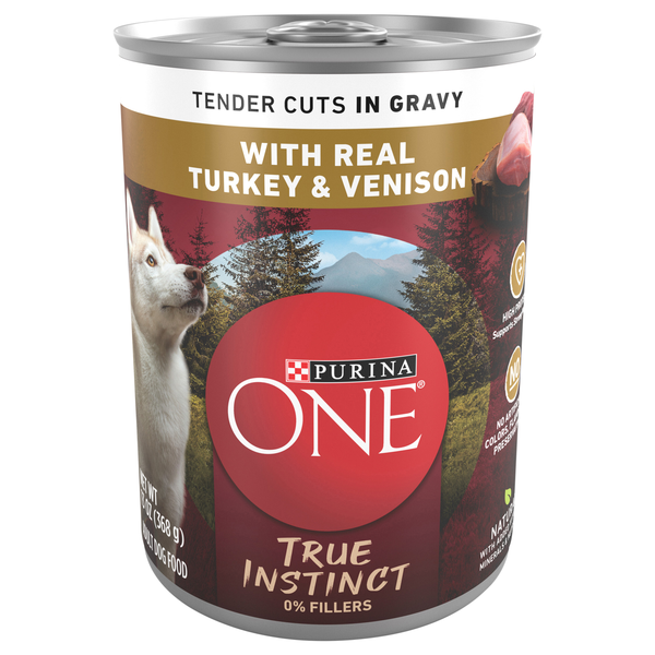 slide 1 of 1, Purina ONE True Instinct Adult Wet Dog Food Turkey & Venison Natural, 13 oz