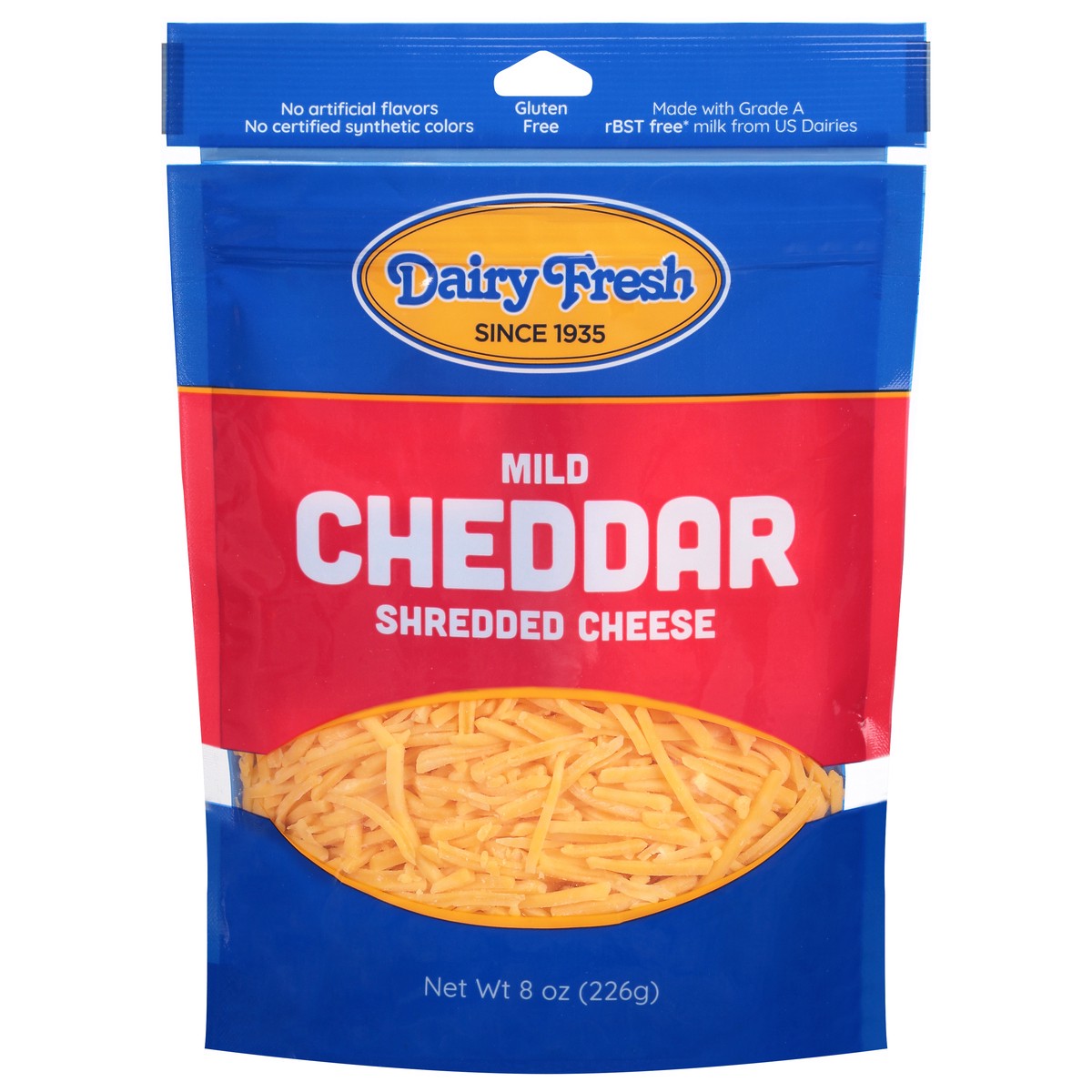 slide 1 of 1, Dairy Fresh Mild Cheddar Shredded Cheese 8 oz, 8 oz