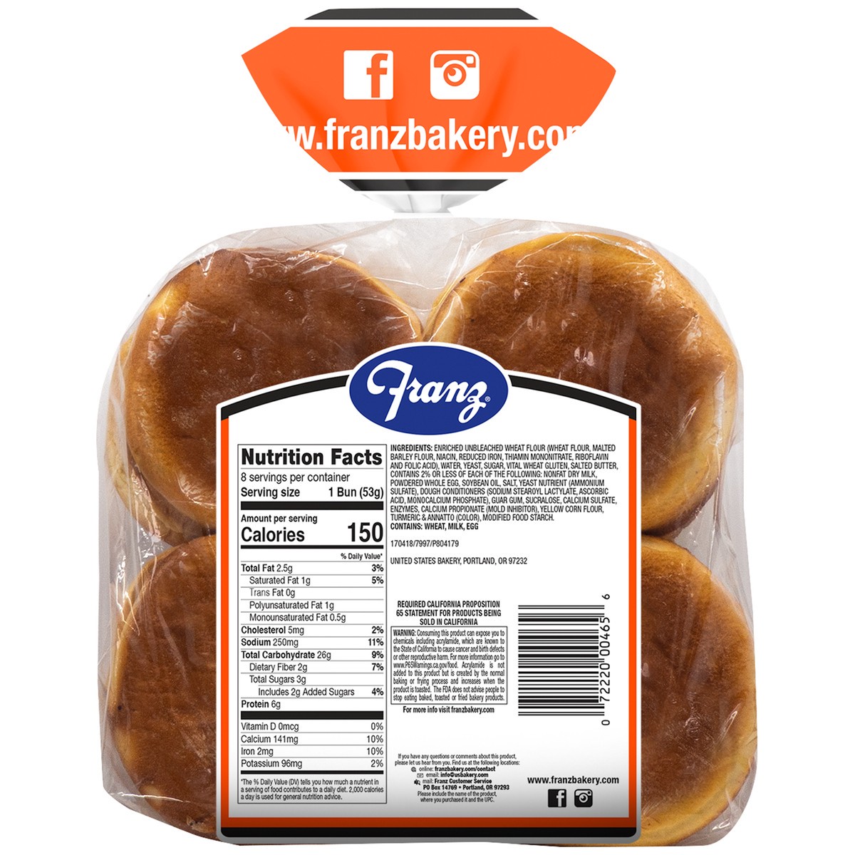 slide 4 of 6, Franz Hawaiian Hamburger Buns 16.5oz, 16.5 oz