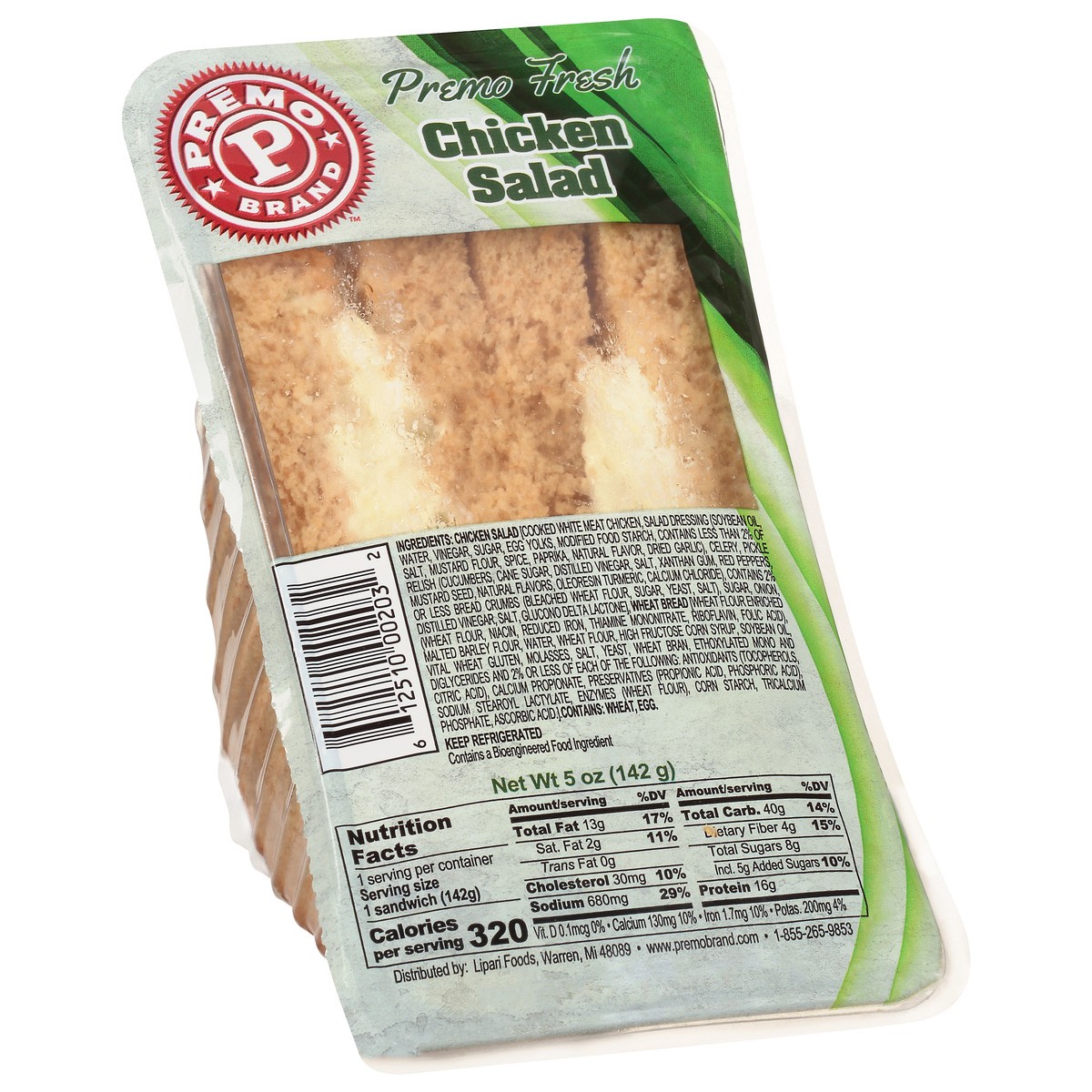 slide 3 of 9, Premo Fresh Chicken Salad on Wheat Wedge 5 oz, 5 oz