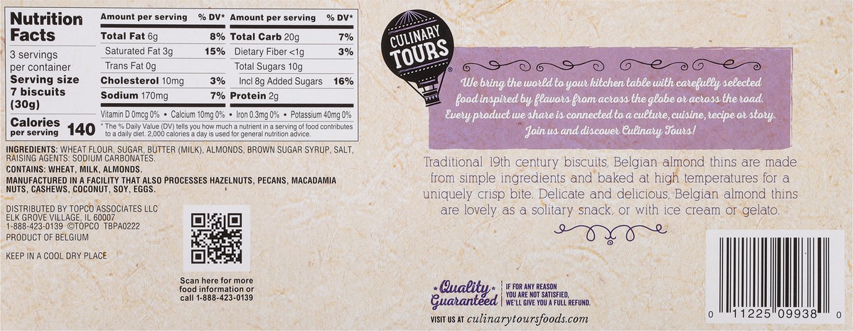 slide 5 of 9, Culinary Tours Belgian Almond Thins 3.53 oz, 3.53 oz