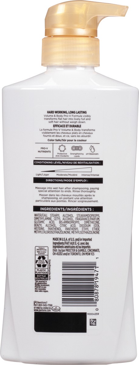 slide 9 of 9, Pantene Conditioner for Fine or Thin Hair, Volumizing, Lightweight, Safe for Color Treated Hair, Paraben Free, 16.0 oz, 16 fl oz