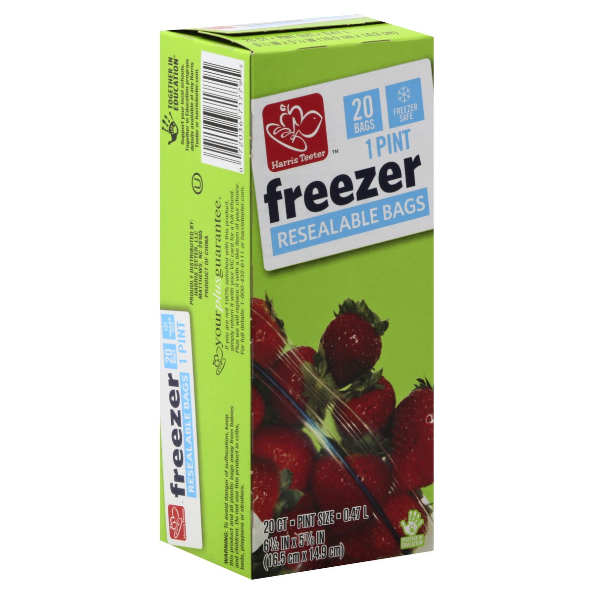 slide 4 of 11, Harris Teeter Recloseable Freezer Bg Pint, 20 ct