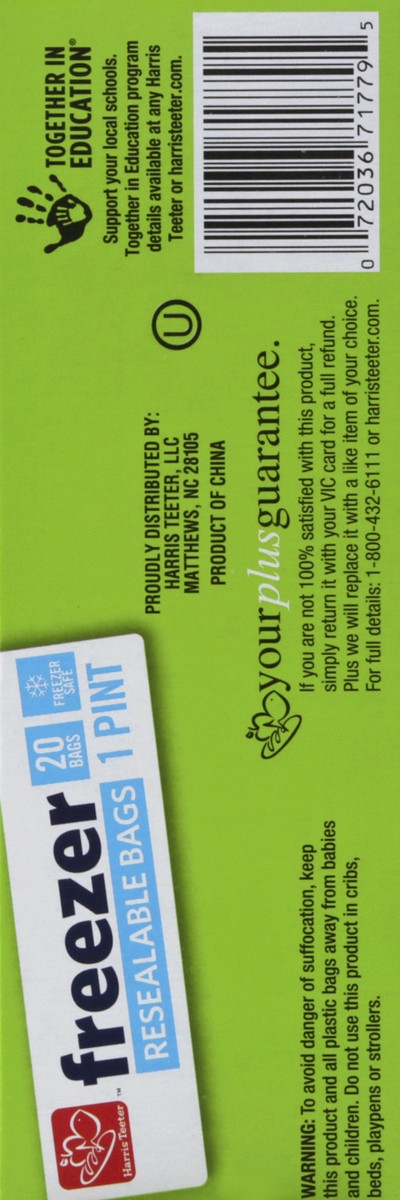 slide 5 of 11, Harris Teeter Recloseable Freezer Bg Pint, 20 ct
