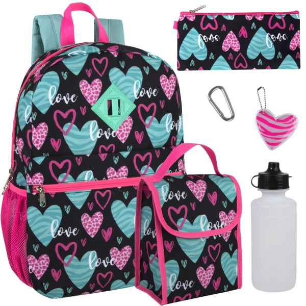 slide 1 of 6, Trailmaker 6-In-1 Backpack Set, Hearts, 1 ct