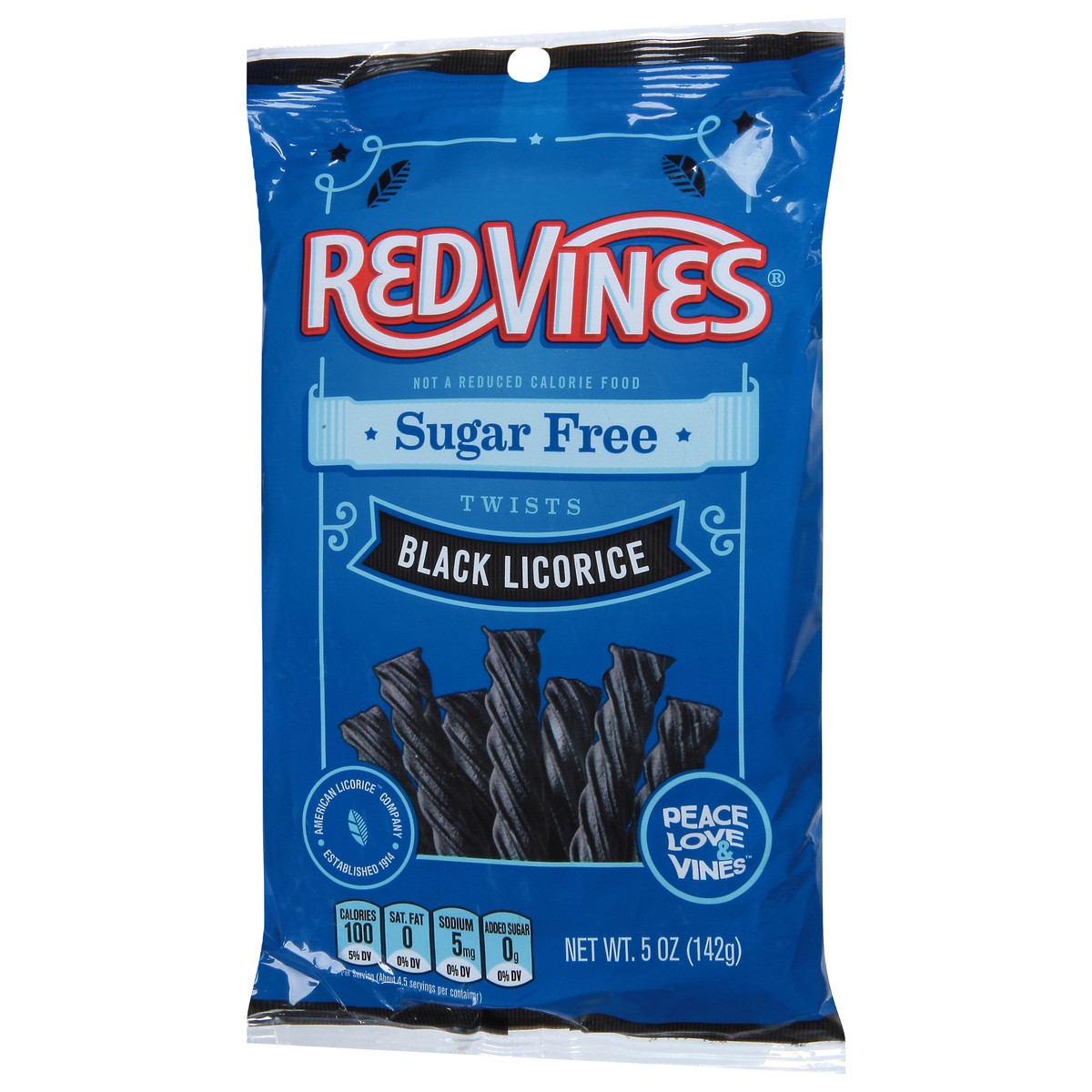 slide 5 of 9, Red Vines Sugar Free Twists Black Licorice Candy 5 oz, 5 oz