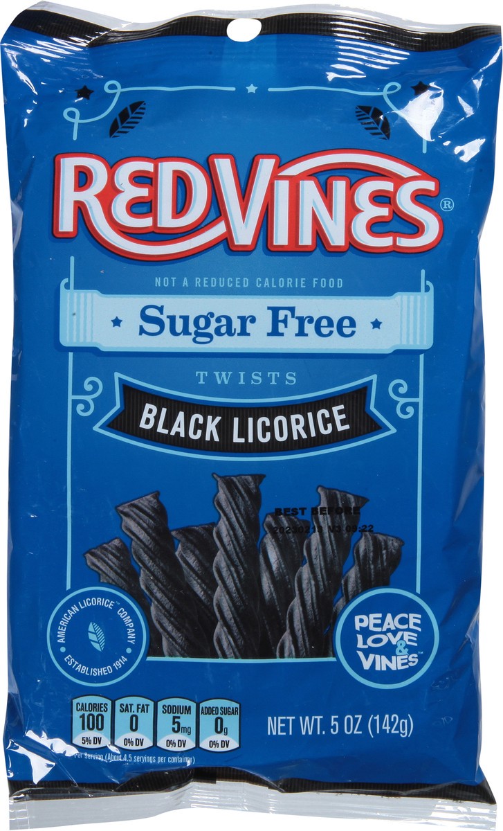 slide 9 of 9, Red Vines Sugar Free Twists Black Licorice Candy 5 oz, 5 oz