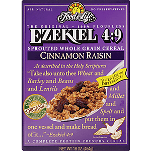 slide 4 of 9, Food For Life Ezekiel 4:9 Sprouted Grain Cinnamon Raisin  Crunchy Cereal, 16 oz