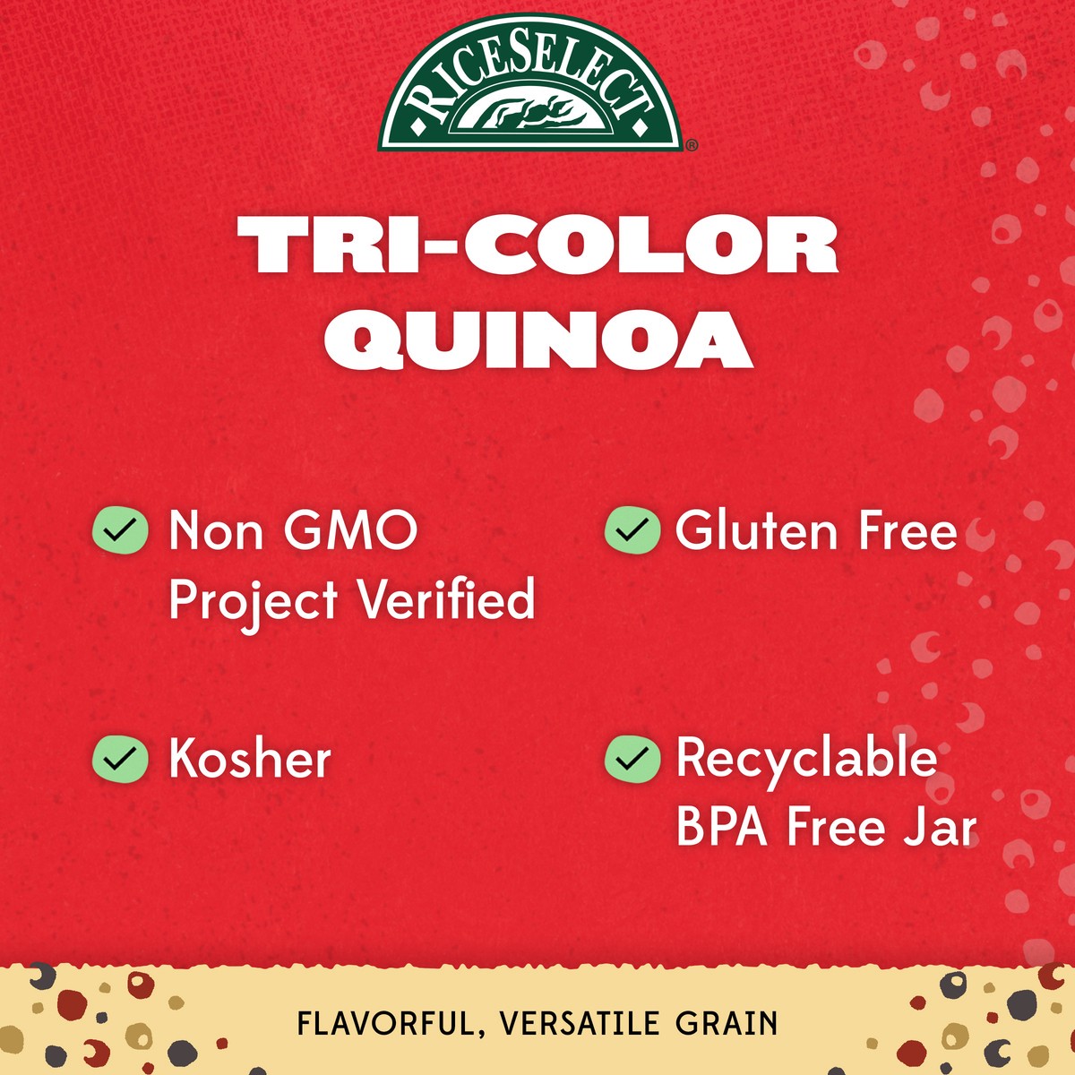 slide 2 of 9, RiceSelect Tri-Color Quinoa 22 oz. Jar, 22 oz