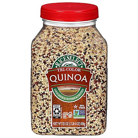 slide 1 of 9, RiceSelect Tri-Color Quinoa 22 oz. Jar, 22 oz