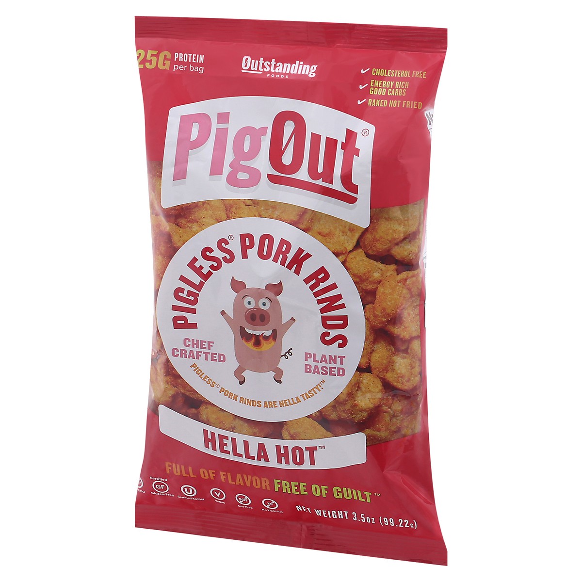 slide 13 of 13, Outstanding Foods Pig Out Hella Hot Pigless Pork Rinds 3.5 oz Bag, 3.5 oz