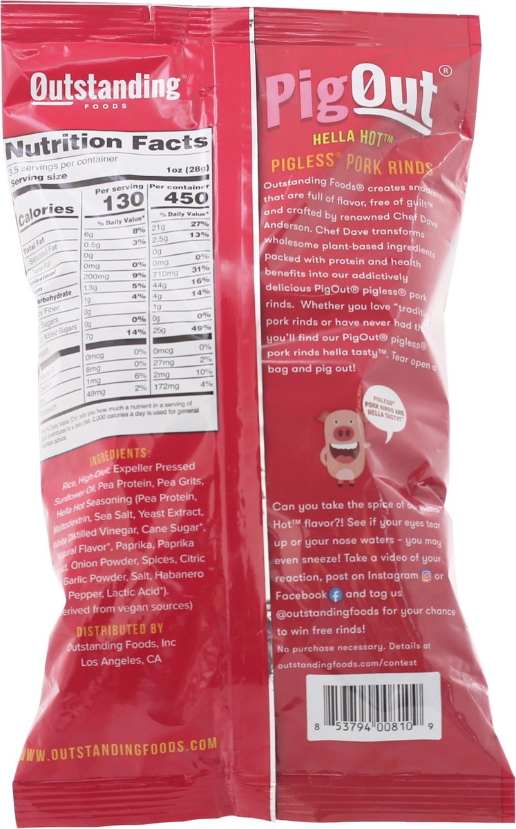 slide 8 of 13, Outstanding Foods Pig Out Hella Hot Pigless Pork Rinds 3.5 oz Bag, 3.5 oz