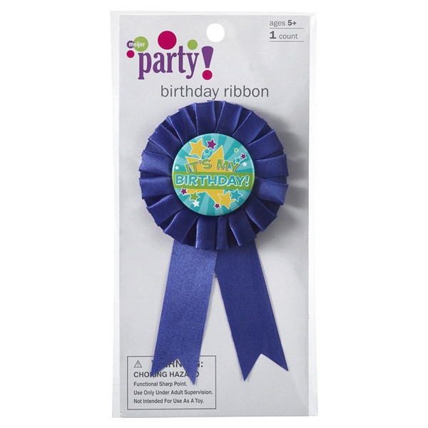 slide 1 of 1, Meijer Birthday Ribbon, Blue, 1 ct