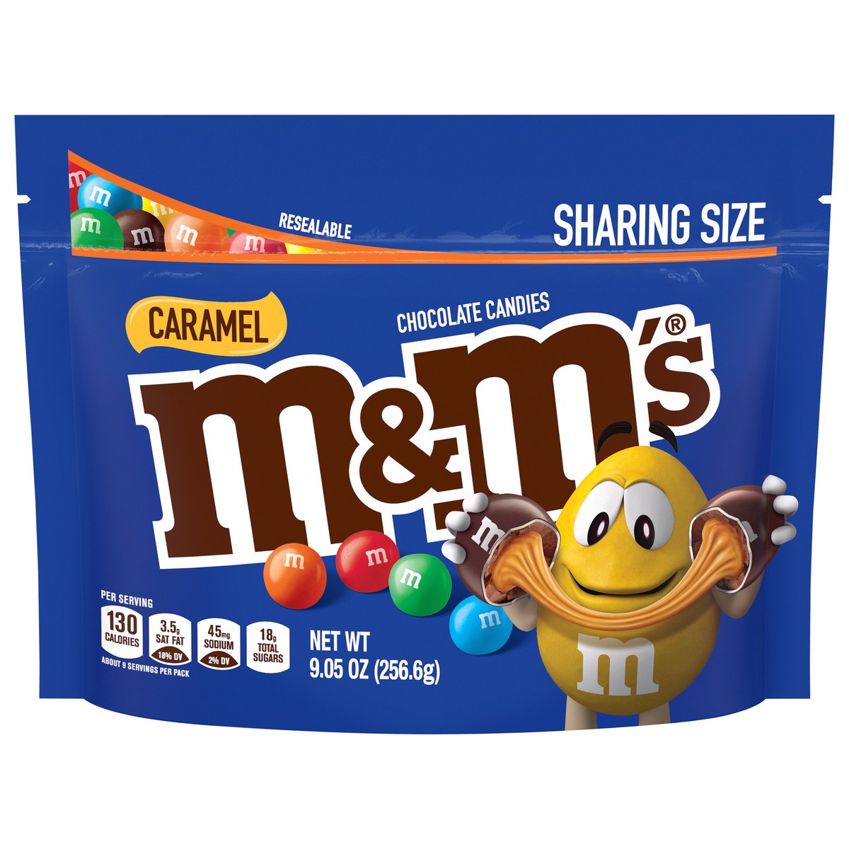 slide 1 of 5, M&M'S Caramel Milk Chocolate Candy, Sharing Size, 9.05 oz Resealable Bag, 9.05 oz