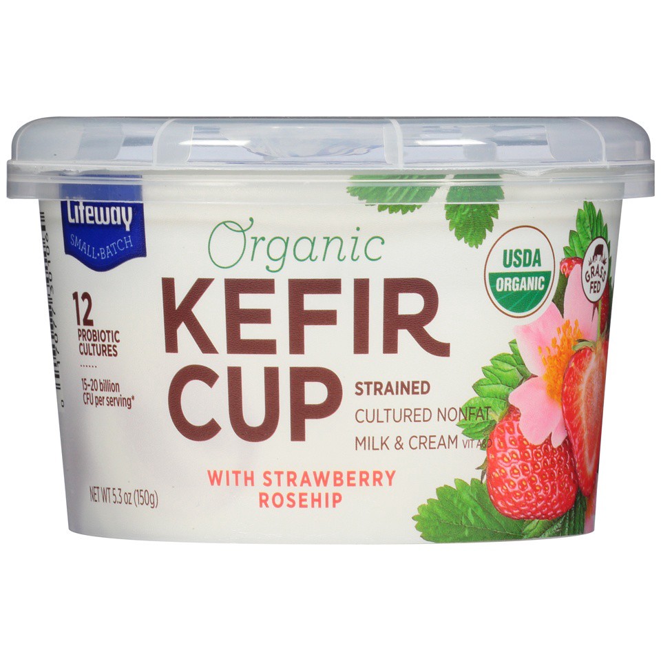 slide 1 of 6, Lifeway Organic Strawberry Rosehip Kefir Cup, 5.3 oz