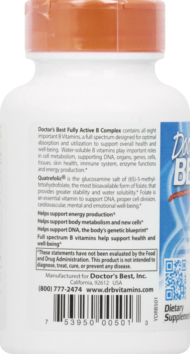 slide 6 of 12, Doctor's Best Fully Active Veggie Caps B Complex with Quatrefolic 60 ea, 60 ct