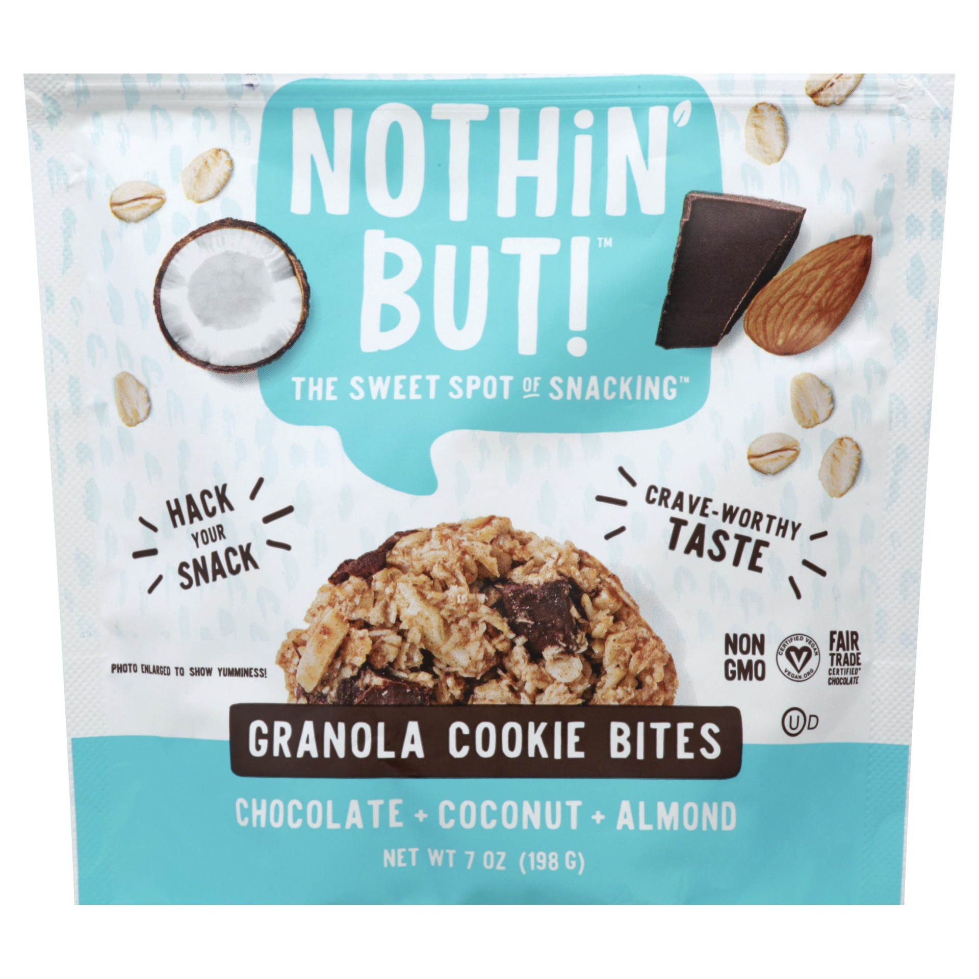 slide 1 of 2, Nothin' But! Chocolate Coconut Almond Granola Cookie Bites, 7 oz