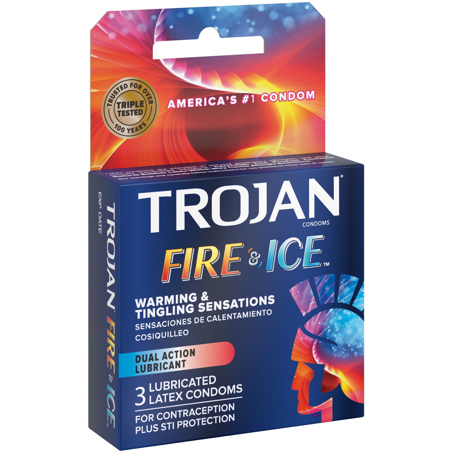 slide 4 of 5, TROJAN Fire & Ice Dual Action Condoms, 3 Count, 3 ct