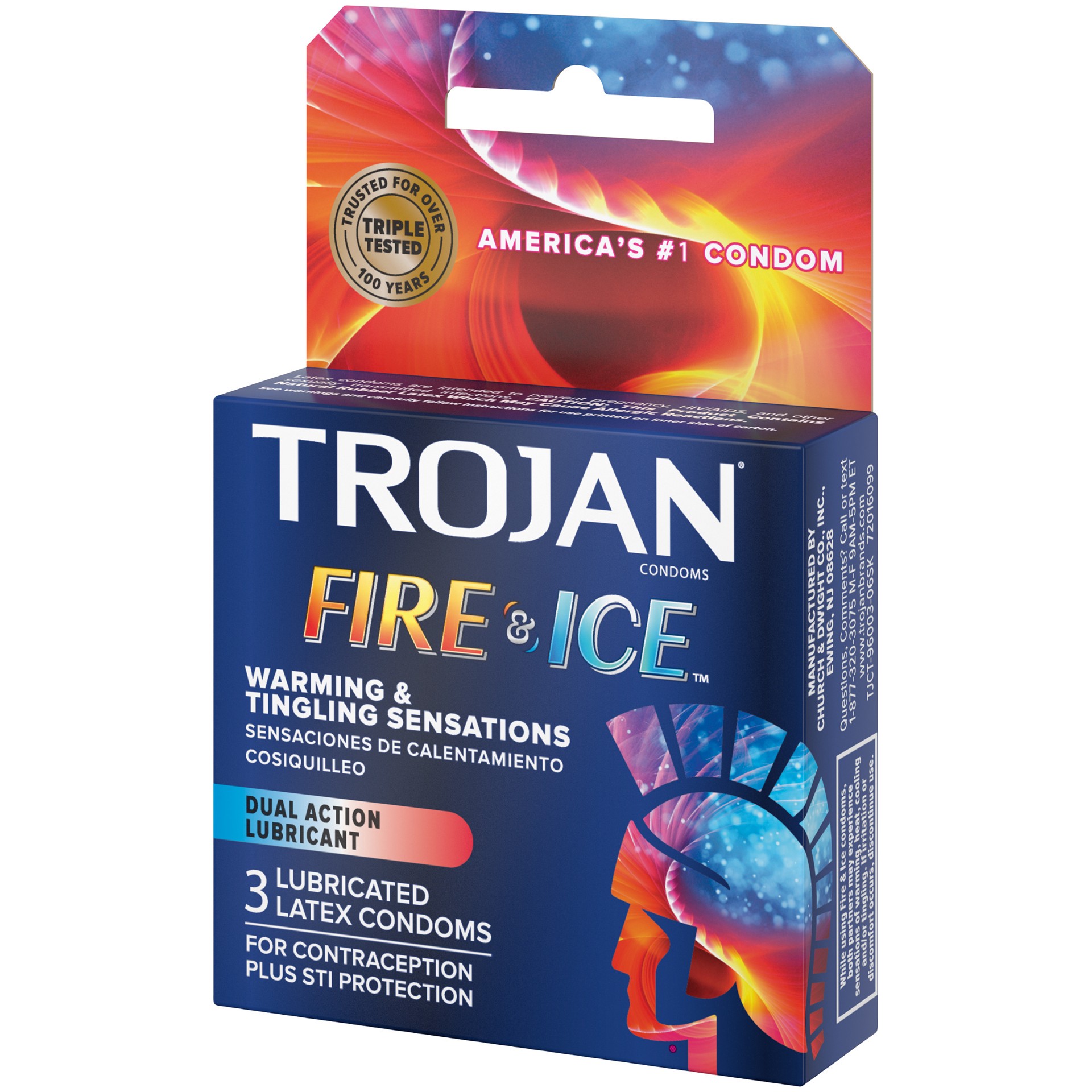 slide 5 of 5, TROJAN Fire & Ice Dual Action Condoms, 3 Count, 3 ct