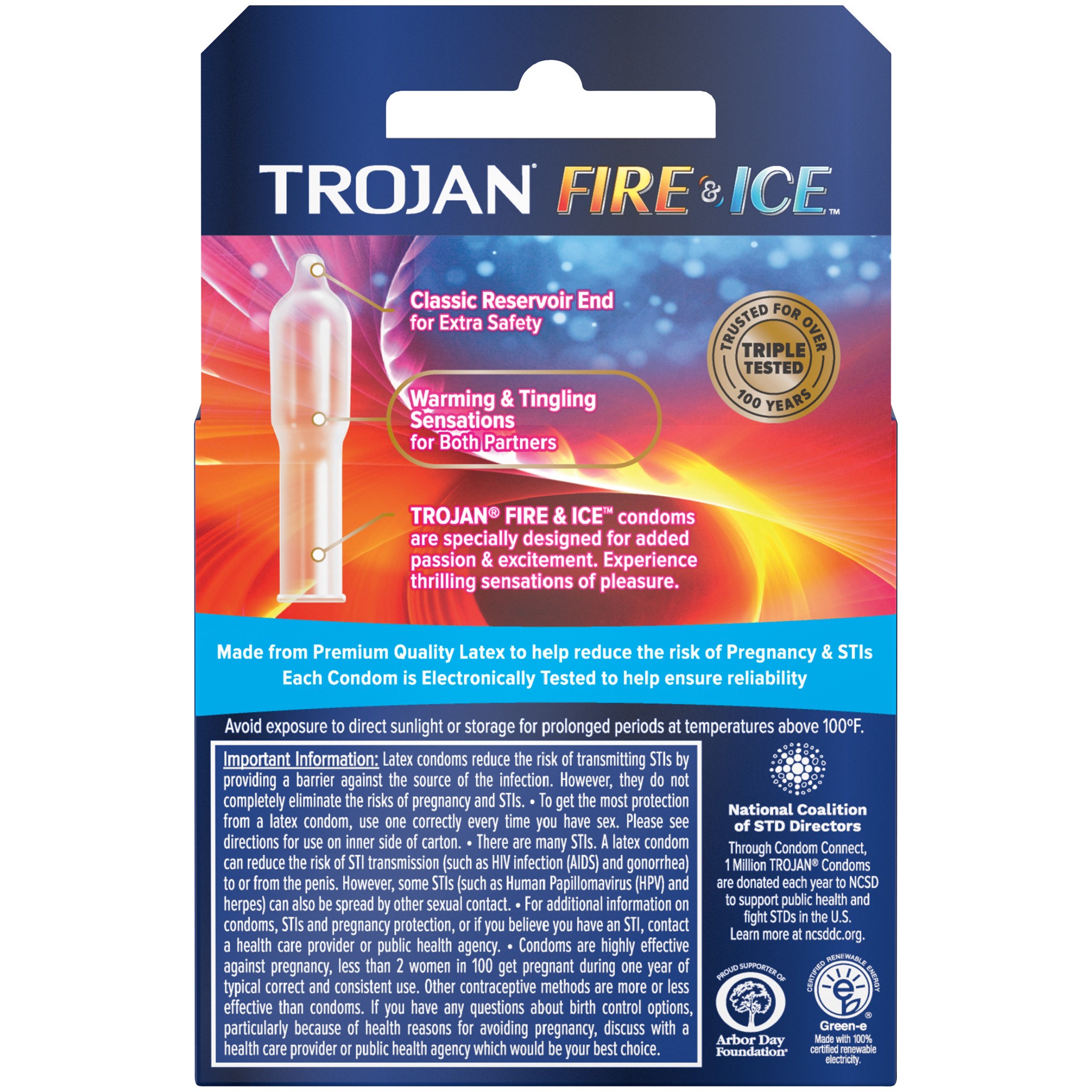 slide 3 of 5, TROJAN Fire & Ice Dual Action Condoms, 3 Count, 3 ct