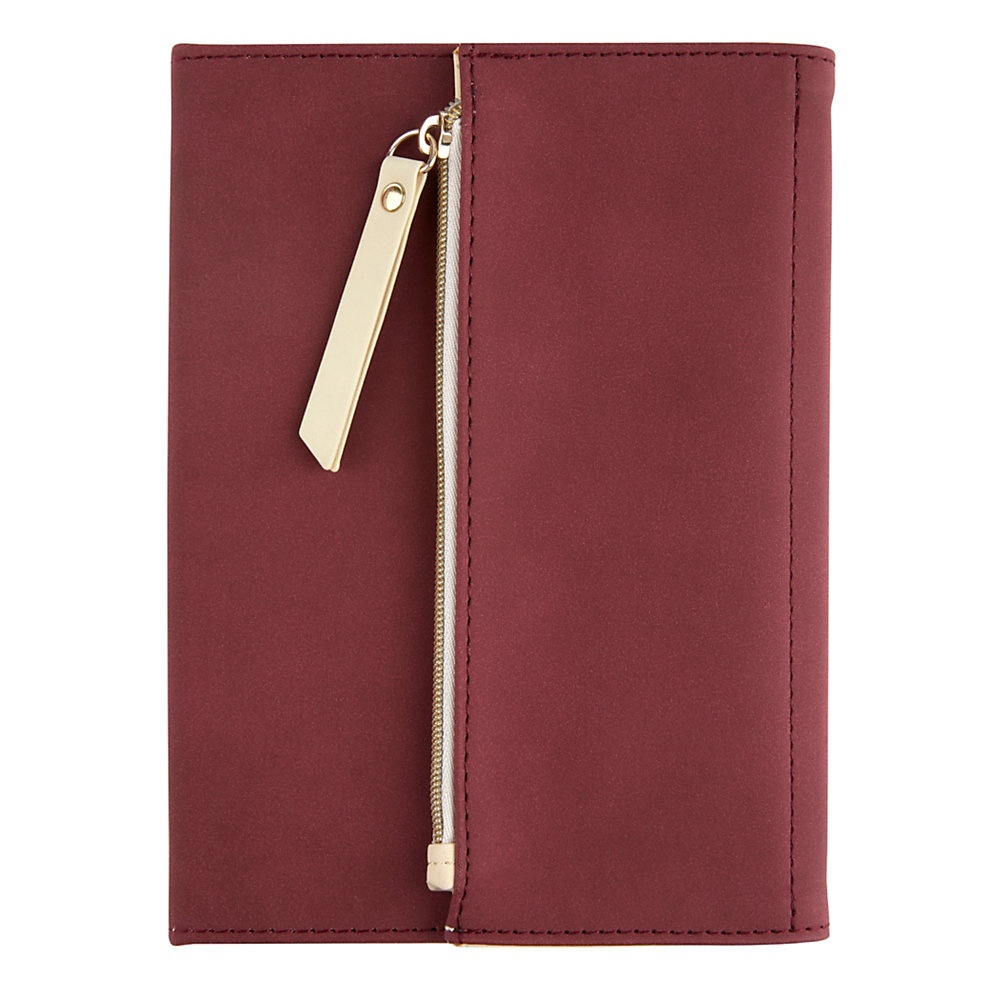 slide 1 of 1, Office Depot Brand Journal With Built-In Zipper Pouch, 5&Rdquo; X 7&Rdquo;, College Ruled (80 Sheets), 160 Pages, Red Wine, 80 ct