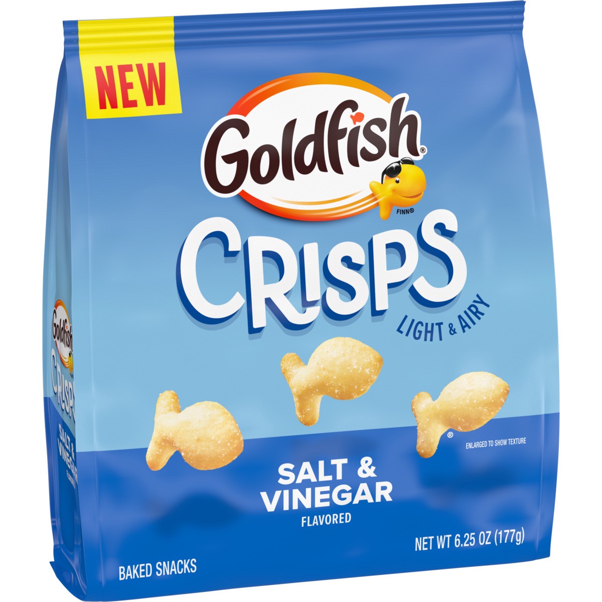 slide 10 of 12, Goldfish Crisps Salt & Vinegar Flavored Baked Chip Crackers, 6.25 oz Bag, 6.250 oz