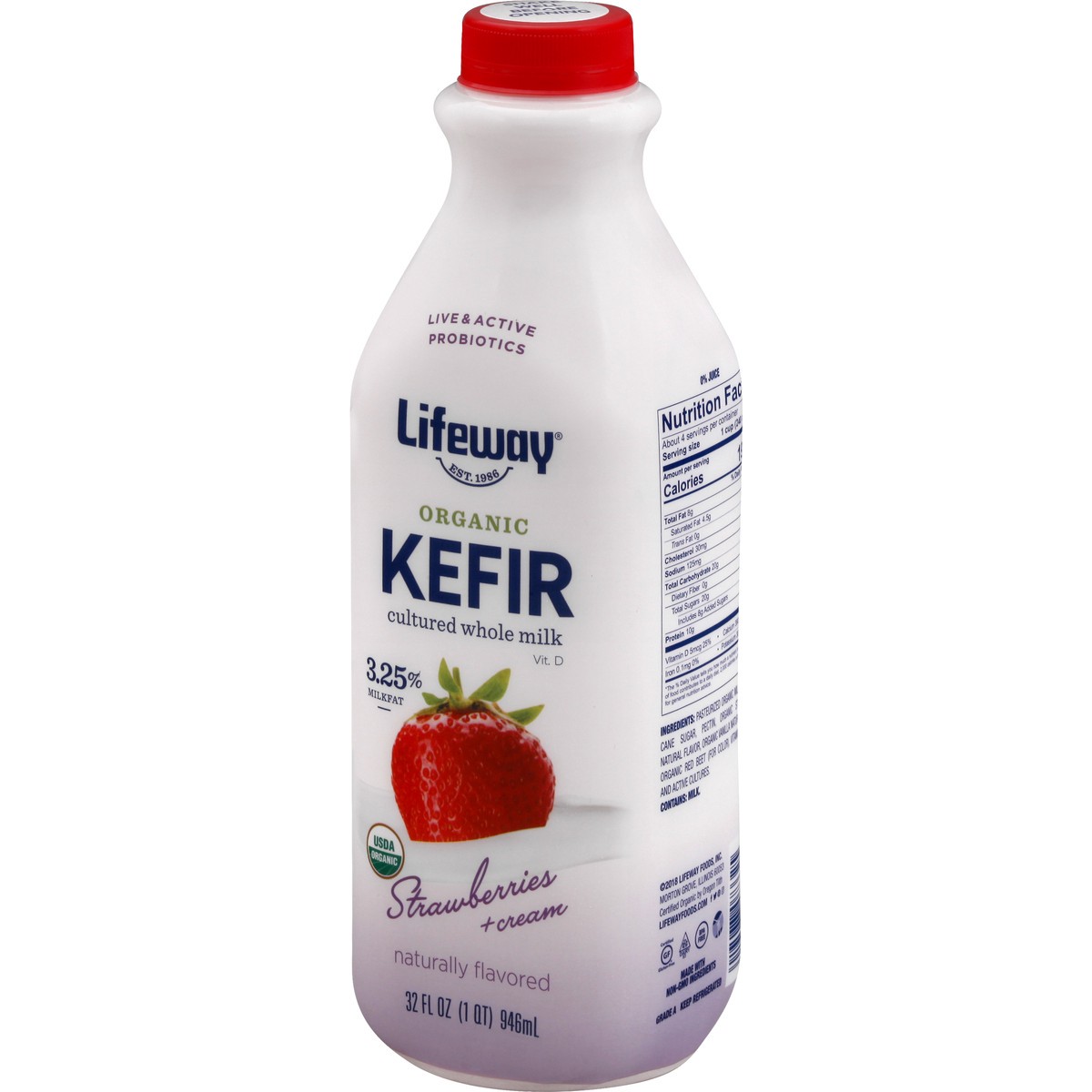 slide 3 of 11, Lifeway Organic Strawberry Kefir 32 fl oz, 32 fl oz