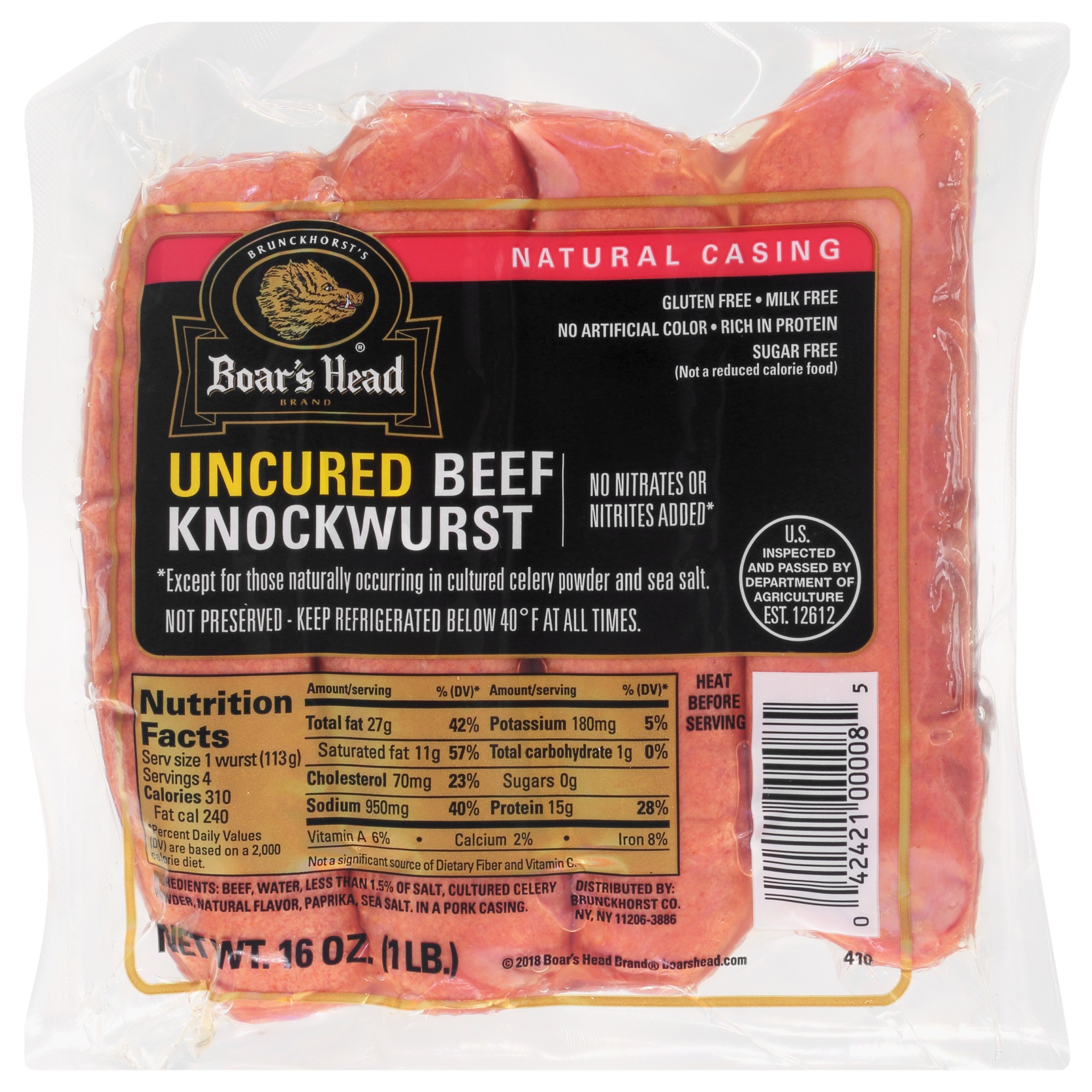 slide 1 of 1, Boar's Head Knockwurst, 16 oz