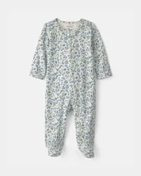 Carters Baby Girl Floral Snug Fit Sleep & Play Pajamas - Blue/Ivory Blue/Ivory NB