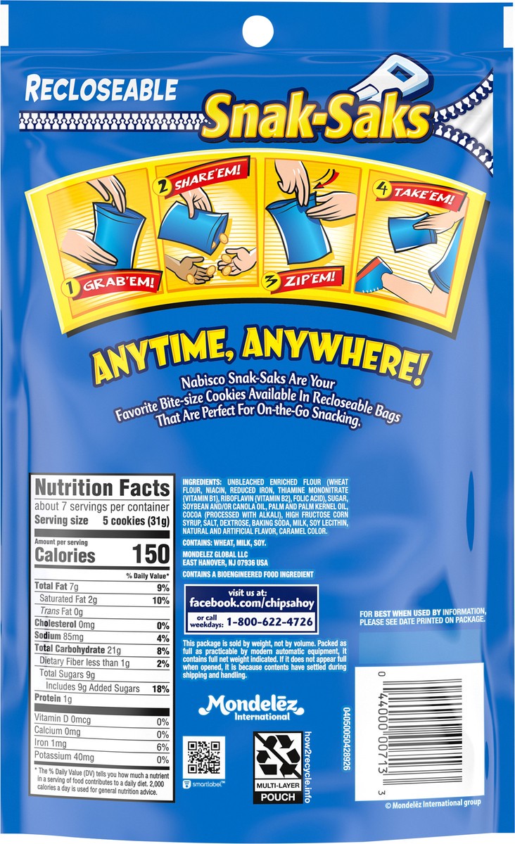 slide 5 of 16, CHIPS AHOY! Mini Original Chocolate Chip Cookies, Snak-Saks, 8 oz, 8 oz