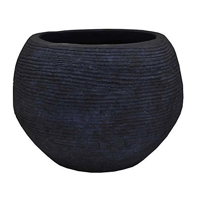 slide 1 of 1, Blue Orange Pottery Small Blue Textured Ball Clay Planter, 16 in x 12 in