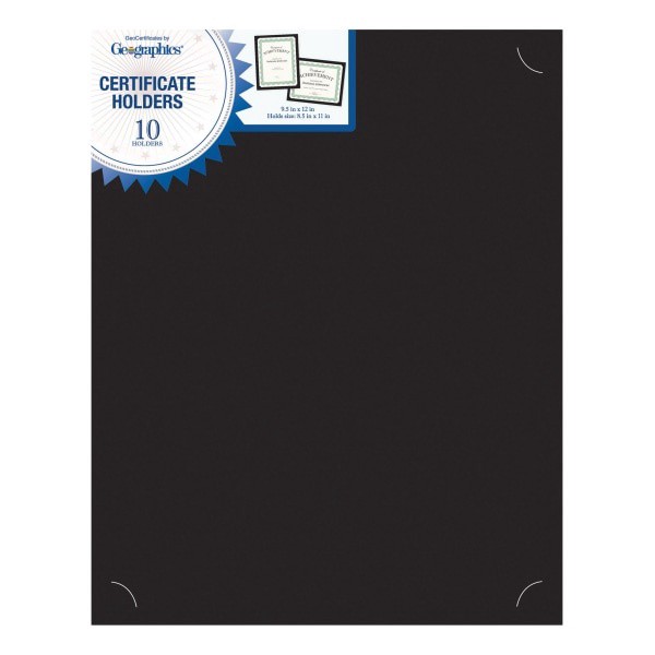 slide 1 of 3, Geographics Certificate Holder, Recycled - Black, 10 ct