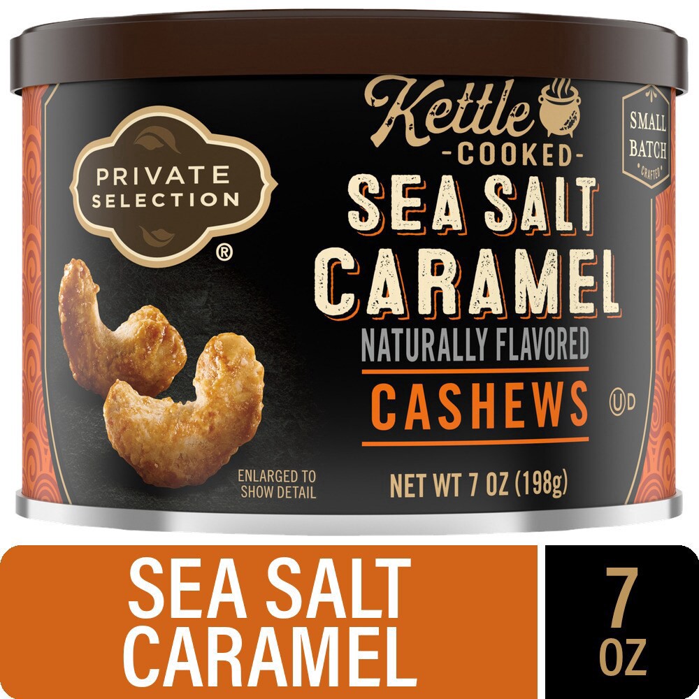 slide 1 of 2, Private Selection Kettle Cooked Sea Salt Caramel Cashews, 7 oz
