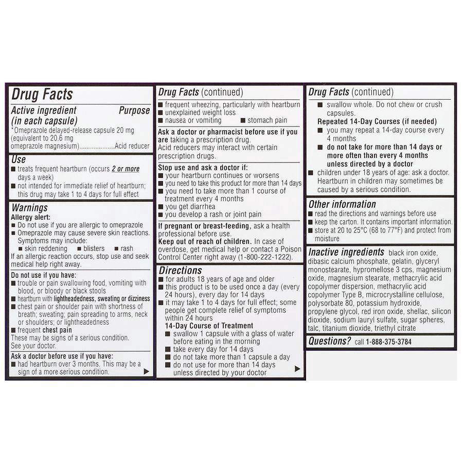 slide 2 of 5, Walgreens Omeprazole 24 Hour Acid Reducer Delayed Release Capsules, 14 ct