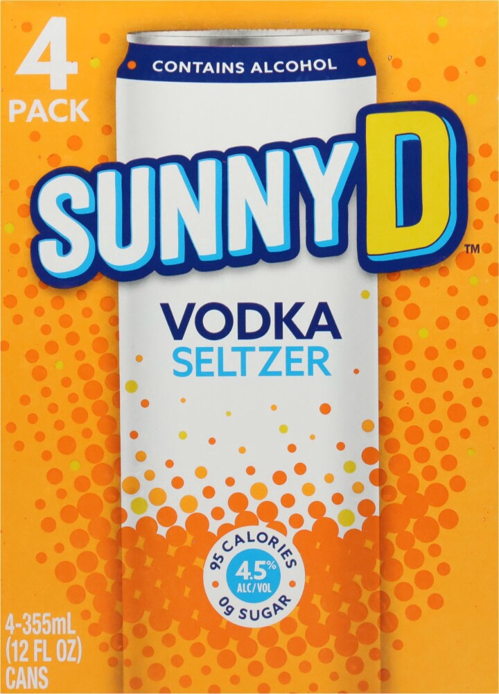 slide 4 of 6, Sunny D Vodka Seltzer 4 - 355 ml Cans, 4 ct; 12 oz